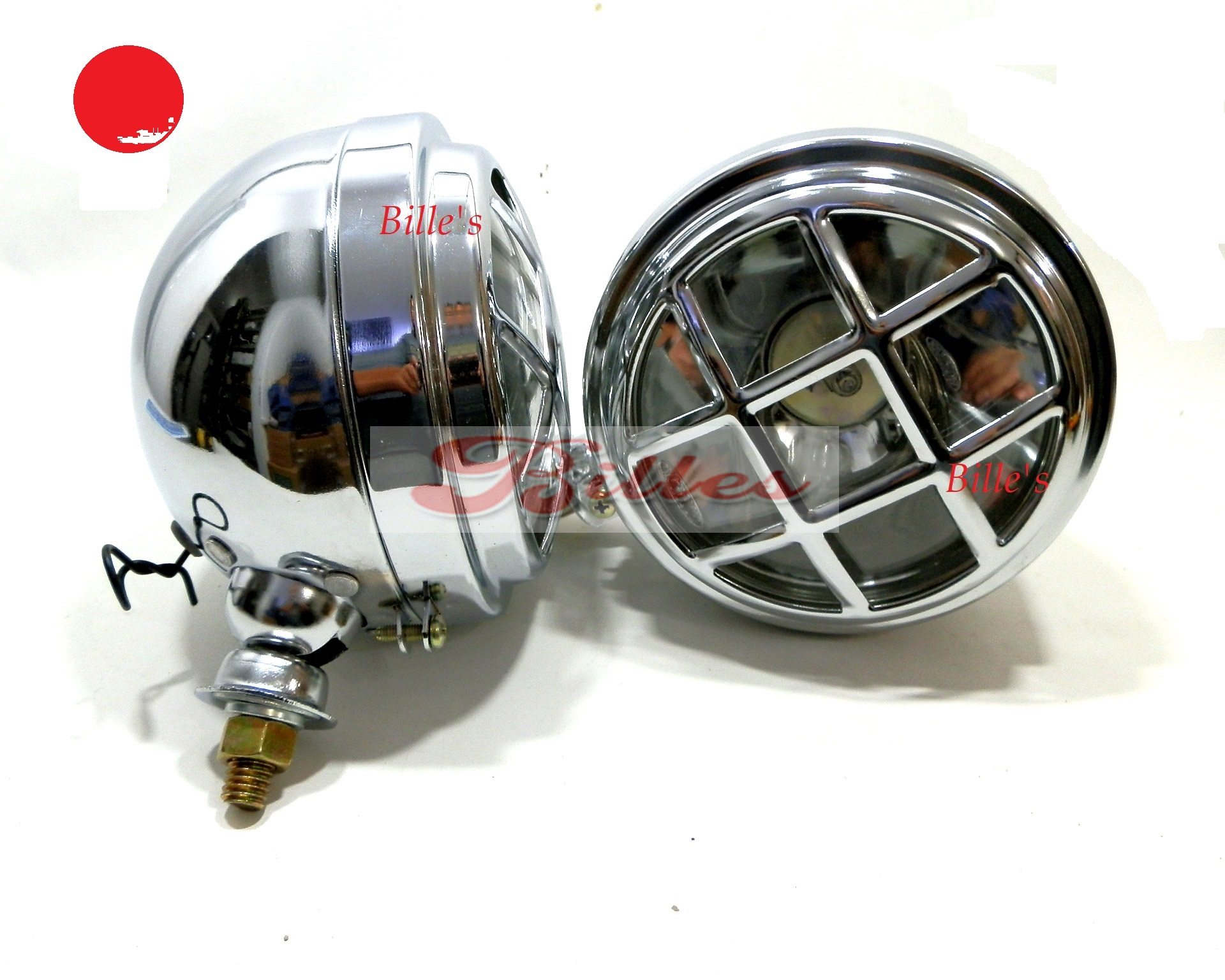 Par de farol de milha com grade tipo off road jeep rat look